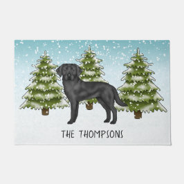 Schwarzer Labrador Retriever Winter Forest Individ Fußmatte