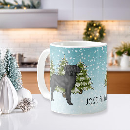 Schwarzer Labrador Retriever Winter Forest Individ Kaffeetasse