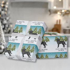 Schwarzer Labrador Retriever Winterwald Benutzerde Geschenkpapier