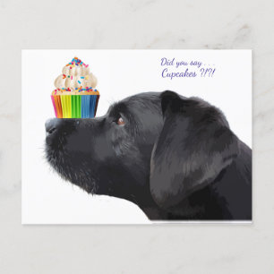 Schwarzer Labrador - Sagtest du Cupcakes - Hundeli Postkarte