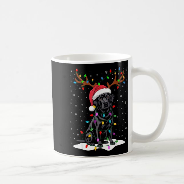 Schwarzer Labrador Santa Hut Rentier Baum Lichter  Kaffeetasse (Rechts)