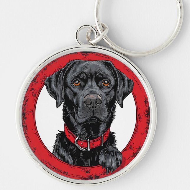 Schwarzer Labrador Schlüsselanhänger (Vorne)
