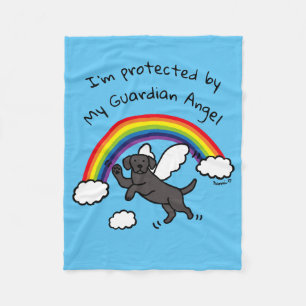 Schwarzer Labrador-Schutzengel (Regenbogen-Brücke Fleecedecke