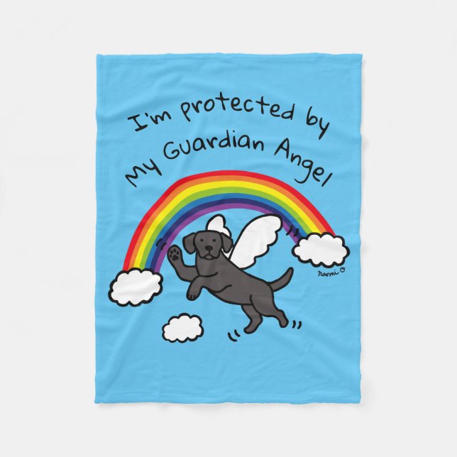 Schwarzer Labrador-Schutzengel (Regenbogen-Brücke) Fleecedecke (Vorderseite)