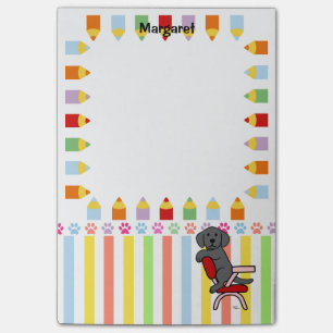 Schwarzer Labrador-Student 3 Post-it Klebezettel