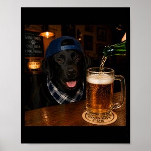 Schwarzer Labrador trinkt Bier lustiger Hund Meme Poster