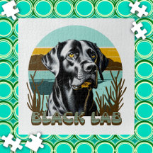 Schwarzer Labrador Vintager Text