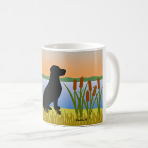 Schwarzer Labrador-Vogelschwarm Kaffeetasse