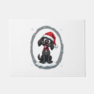 Schwarzer Labrador Weihnachten Santa Hut Xmas Pyja Fußmatte