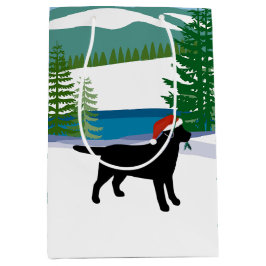 Schwarzer Labrador Weihnachtsansicht Mittlere Geschenktüte