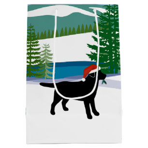 Schwarzer Labrador Weihnachtsansicht Mittlere Geschenktüte