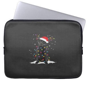 Schwarzer Labrador Weihnachtsbaum Licht Klasse Laptopschutzhülle