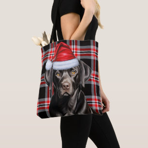 Schwarzer Labrador Weihnachtshund Saisonaler Karo Tasche