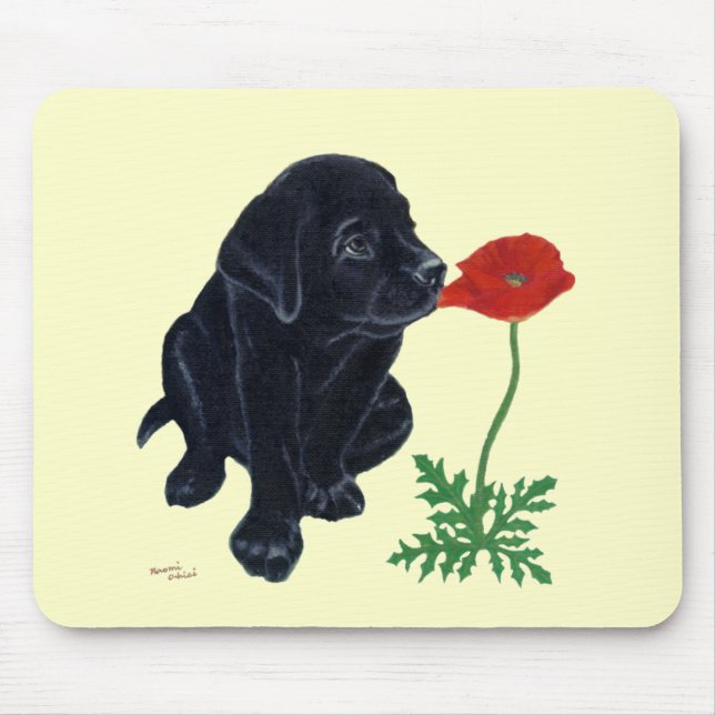 Schwarzer Labrador-Welpe Mousepad (Vorne)