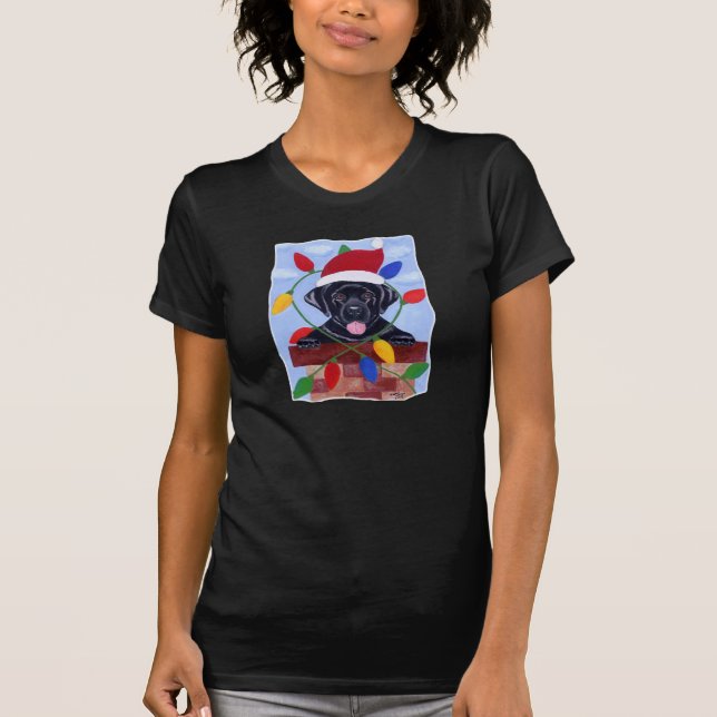 Schwarzer Labrador-Welpe Sankt T-Shirt (Vorderseite)