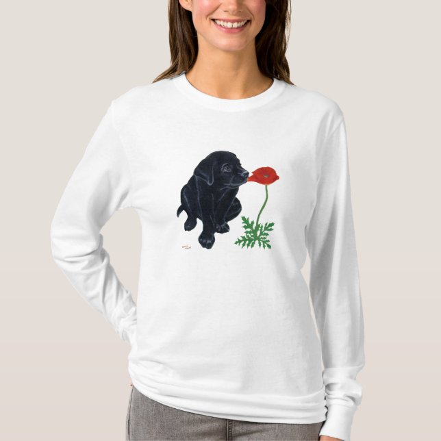 Schwarzer Labrador-Welpe T-Shirt (Vorderseite)