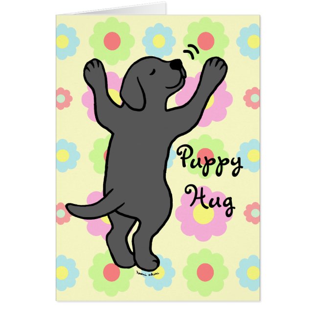 Schwarzer Labrador-Welpen-Umarmungs-Cartoon mit (Vorne)
