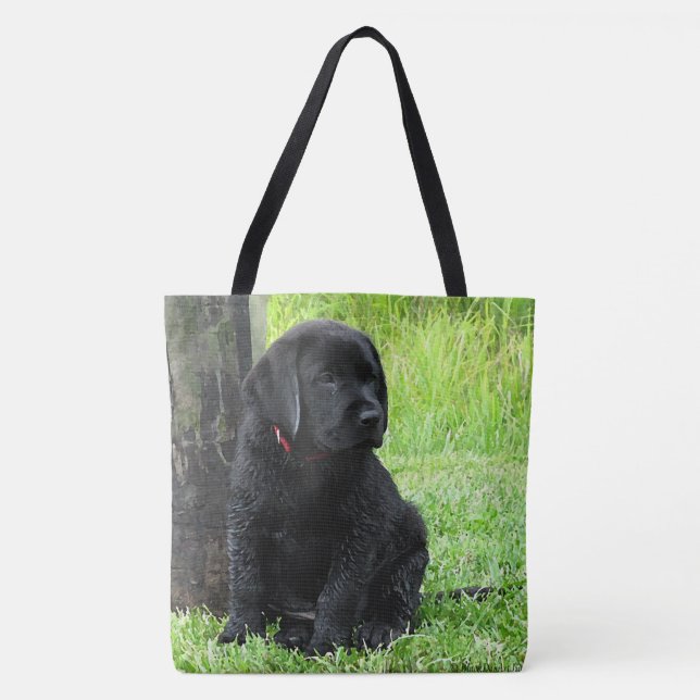 Schwarzer Labrador Welpenhund Tasche (Vorderseite)