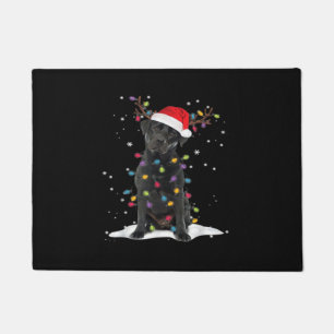 Schwarzer Labrador Xmas Hund Weihnachtsbaum Licht Fußmatte