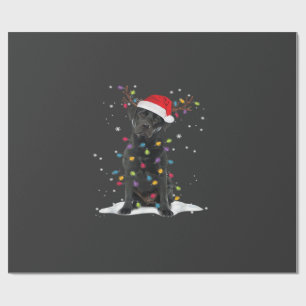 Schwarzer Labrador Xmas Hund Weihnachtsbaum Licht  Geschenkpapier