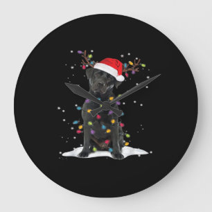 Schwarzer Labrador Xmas Hund Weihnachtsbaum Licht Große Wanduhr