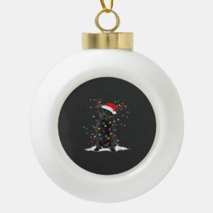 Schwarzer Labrador Xmas Hund Weihnachtsbaum Licht Keramik Kugel-Ornament