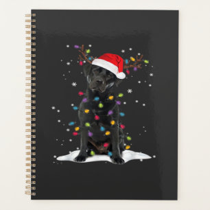 Schwarzer Labrador Xmas Hund Weihnachtsbaum Licht Planer