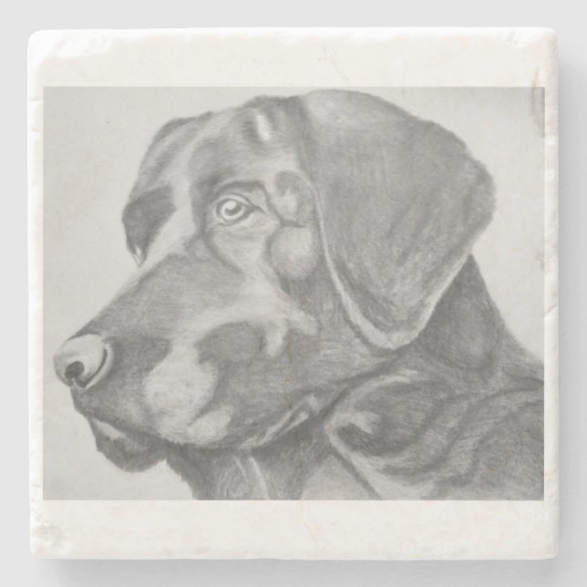 Schwarzer Labradorgetränk-Untersetzer Steinuntersetzer (Vorderseite)