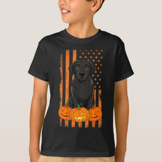 Schwarzer Labradorhund Amerikanische Flagge Patrio T-Shirt