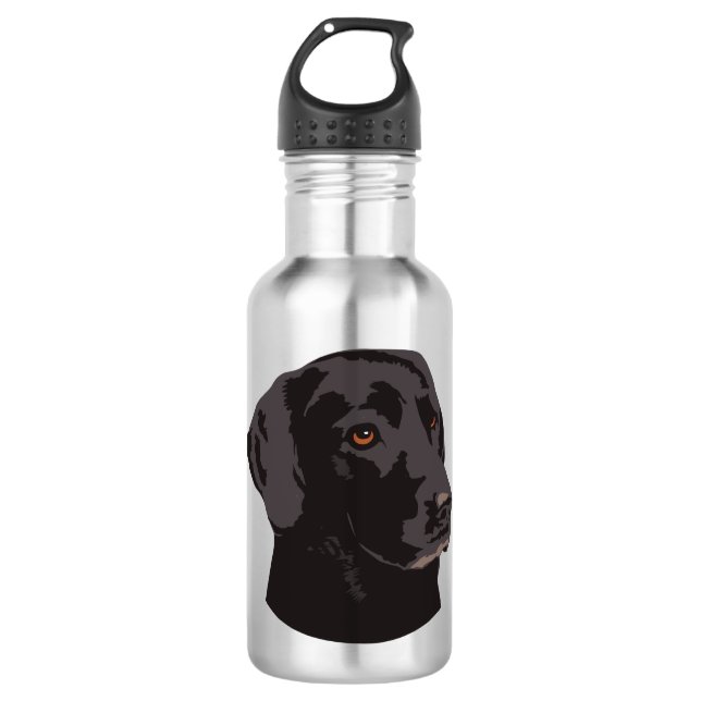 Schwarzer Labradorhund Edelstahlflasche (Vorderseite)