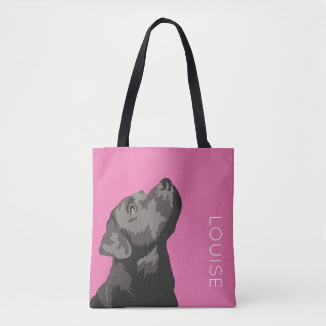 Schwarzer Labradorpersonalisierter Querleichensack Tasche (Vorderseite)