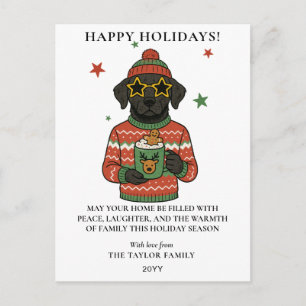 Schwarzer Labradorshirt hässlicher Weihnachtspullo Feiertagspostkarte
