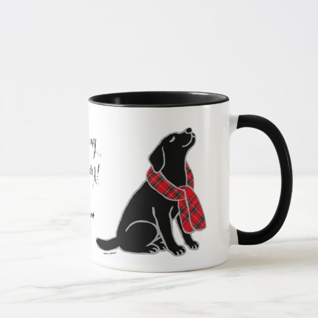 Schwarzer Labradortartan-Schal 2 Tasse (Rechts)