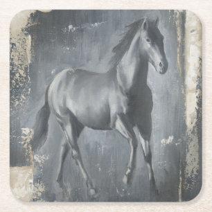 Schwarzer laufender Stallion Rechteckiger Pappuntersetzer