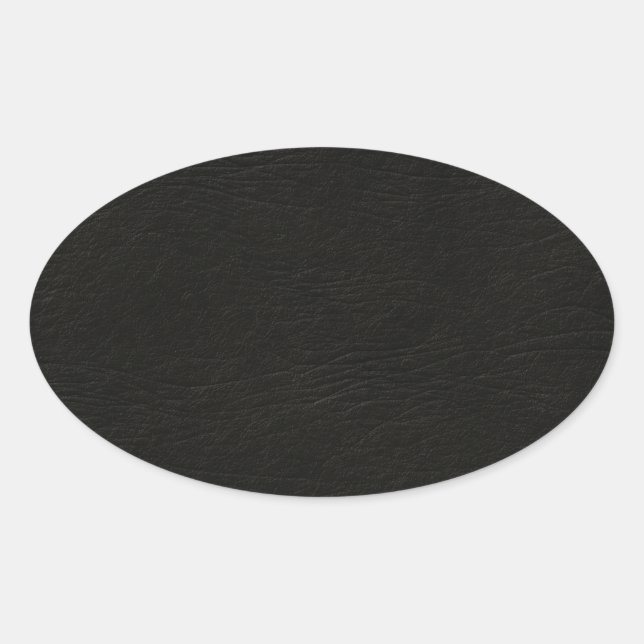 Schwarzer Leather-Look Ovaler Aufkleber (Vorderseite)