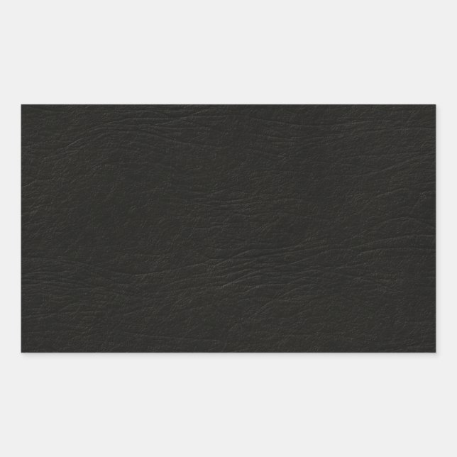 Schwarzer Leather-Look Rechteckiger Aufkleber (Vorderseite)