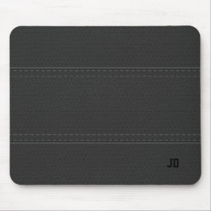 Schwarzer Leder Textur Grauer Text Mousepad