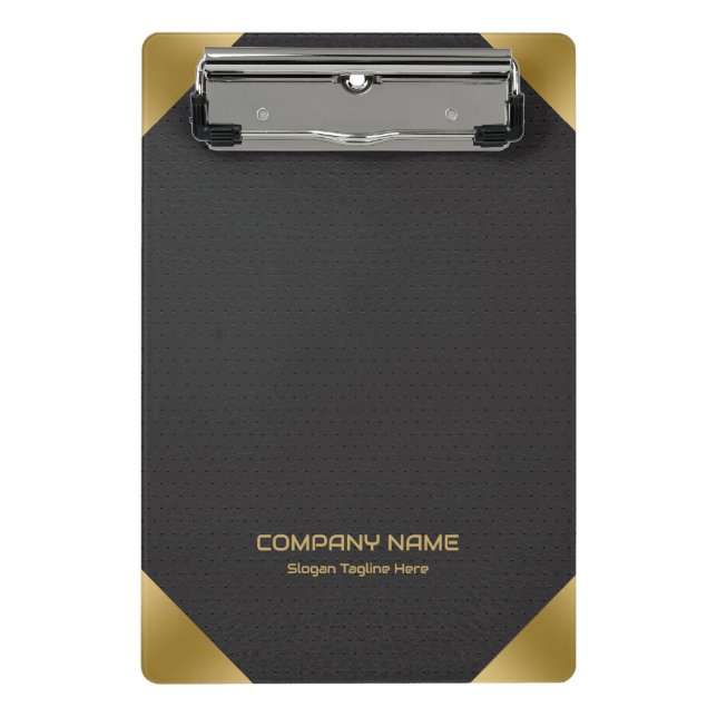 Schwarzer Lederabdruck mit goldenen Akzenten Mini Klemmbrett (Vorderseite)