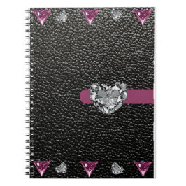 schwarzer Lederstil mit Herzstück Notizblock