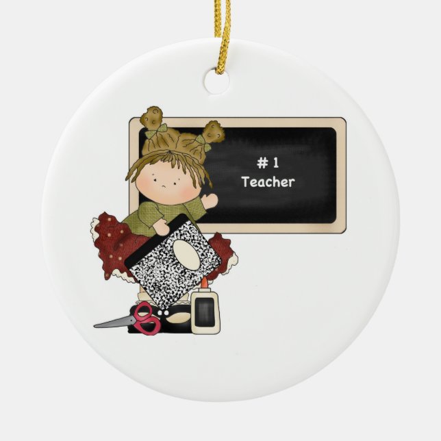 Schwarzer Lehrer des Brett-#1 Keramik Ornament (Vorne)