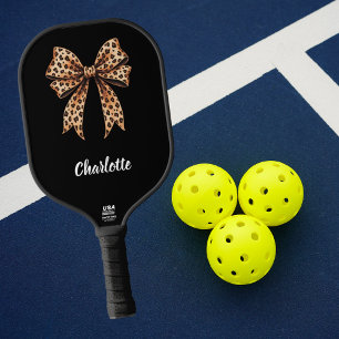 Schwarzer Leopard-Bogen-Name Pickleball Schläger