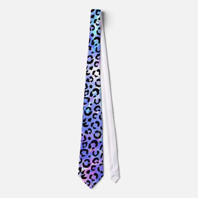 Schwarzer Leopard-Druck auf blauem Krawatte (Vorderseite)