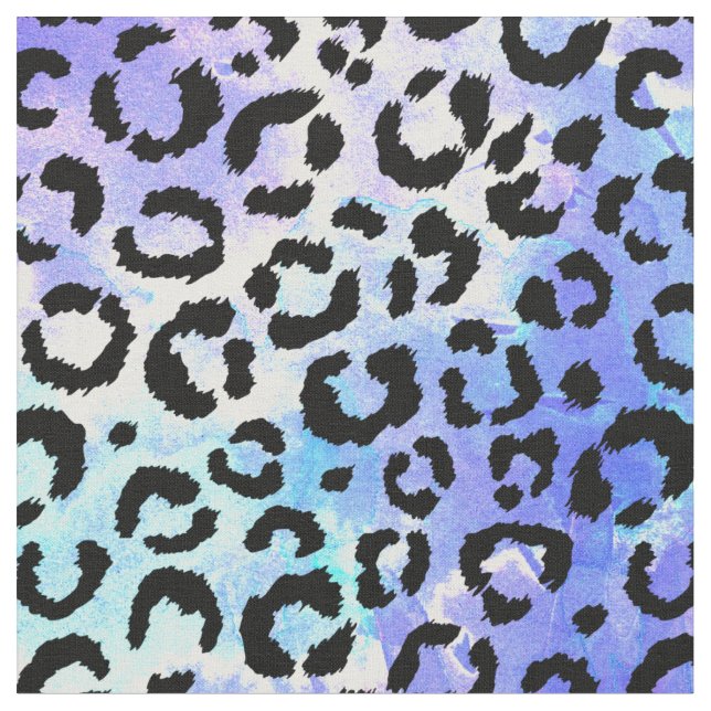 Schwarzer Leopard-Druck auf blauem Stoff (Nahaufnahme)
