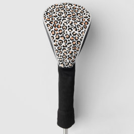 Schwarzer Leopard-Druck mit weißem Pfirsich Golf Headcover