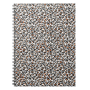 Schwarzer Leopard-Druck mit weißem Pfirsich Notizblock