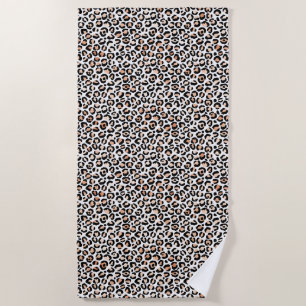 Schwarzer Leopard-Druck mit weißem Pfirsich        Strandtuch