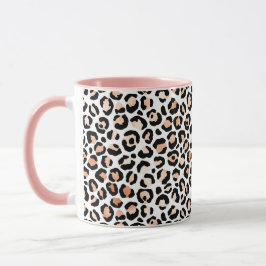 Schwarzer Leopard-Druck mit weißem Pfirsich Tasse