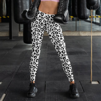 Schwarzer Leopard Herzmuster Leggings