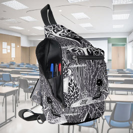 Schwarzer Leopard im Dschungel, handgezeichnet, ge Crossbody Bag