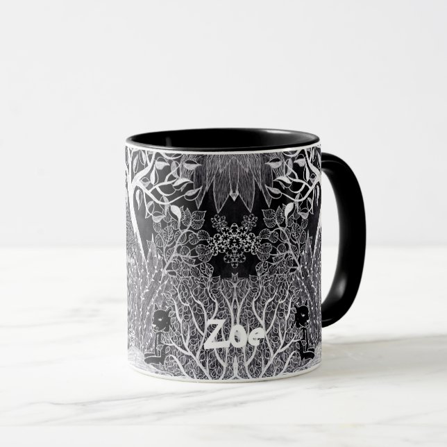 Schwarzer Leopard im Dschungel - zeichnend Bleisti Tasse (VorderseiteRechts)